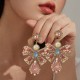 Wholesale Luxury Pink Rhinestone Bowknot Drop Earrings